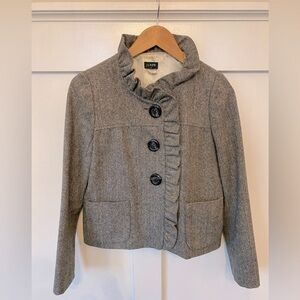 J.Crew ruffled wool blazer/peacoat - Size 2